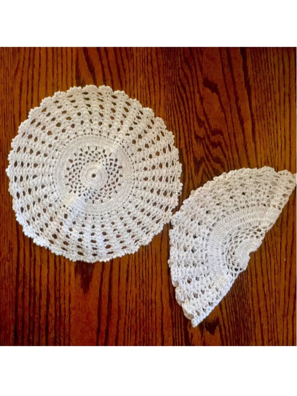 Handmade Cream Crochet Round Cotton Lace Doilies Beige Coasters Set of 2 9”